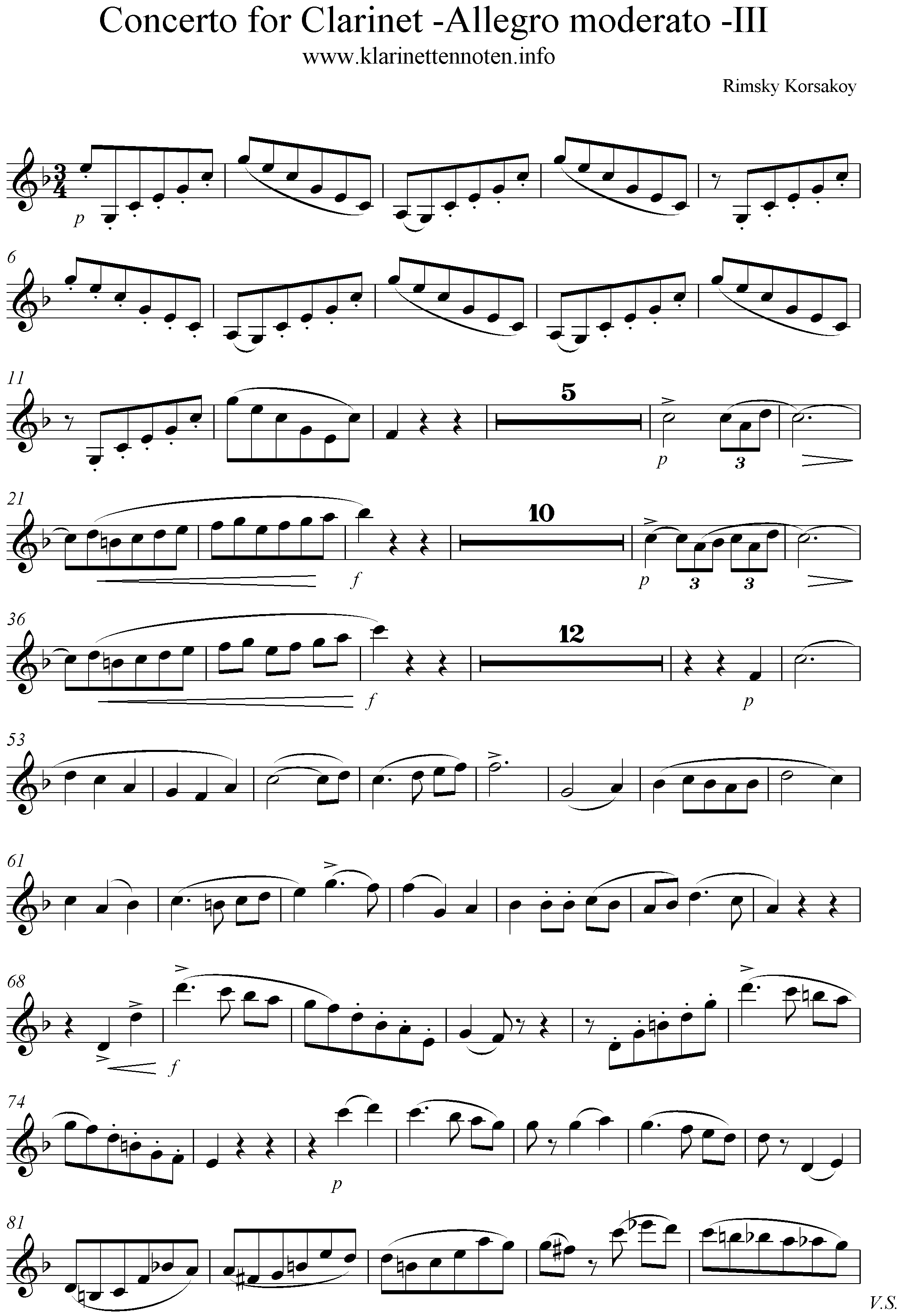 Korsakov, Concerto for Clarinet, III- Allegro moderato